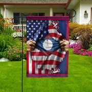 Proud Laos American Ripped Flag Heritage Lao Garden Flag, Double-Sided Outdoor Yard Decor 11.5 x 17.5 Inch