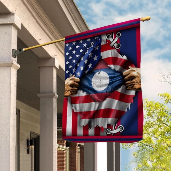 Flags Proud Lao American Flag Ripped flag Laos strong House Flag, Double-Sided Decorative Outdoor Flag, Patriotic Polyester Yard Flag 29.5 x 39.5 in