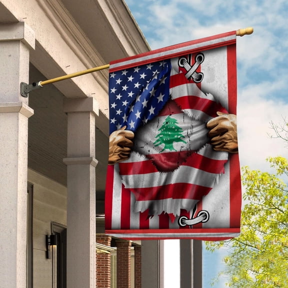 Flags Proud Lebanonese American Flag Ripped flag Lebanon strong Garden Flag, Double-Sided Decorative Outdoor Flag, Patriotic Polyester Yard Flag 12 x 18 in