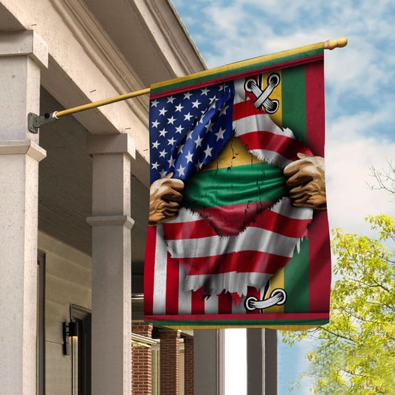 Flags Proud Lithuanian American Flag Ripped flag Lithuania strong House Flag (29.5x39.5) Double Sided-USA Flags Premium Polyester-Decorative Indoor Outdoor Flag