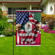 Proud Mexico American Ripped Flag Heritage Mexican Garden Flag, Double-Sided Outdoor Yard Decor 11.5 x 17.5 Inch