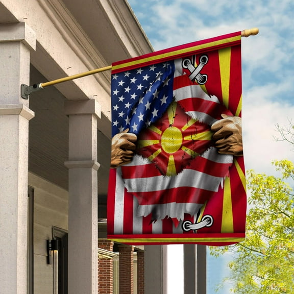 Flags Proud North Macedonian American Flag Ripped flag North Macedonia strong House Flag (29.5x39.5) Double Sided-USA Flags Premium Polyester-Decorative Indoor Outdoor Flag
