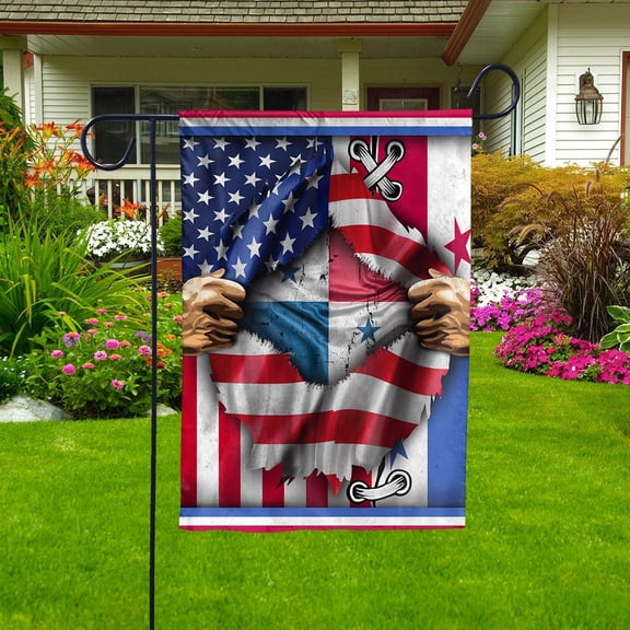 Proud Panama American Ripped Flag Heritage Panamanian Garden Flag, Double-Sided Outdoor Yard Decor 11.5 x 17.5 Inch