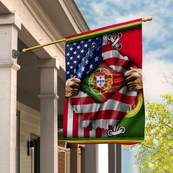 Flags Proud Portuguese American Flag Ripped flag Portugal strong Garden Flag, Double-Sided Decorative Outdoor Flag, Polyester Yard Flag 12 x 18 in