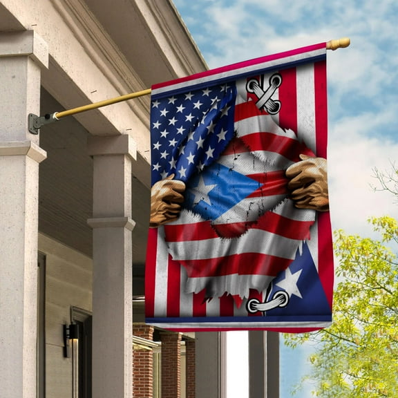 Flags Proud Puerto Rican American Flag Ripped flag Puerto Rico strong House Flag (29.5x39.5) Double Sided-USA Flags Premium Polyester-Decorative Indoor Outdoor Flag