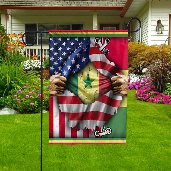 Flags Proud Senegalese American Flag Ripped flag Senegal strong Garden Flag (11.5x17.5) Double Sided-USA Flags Premium Polyester-Decorative Indoor Outdoor Flag