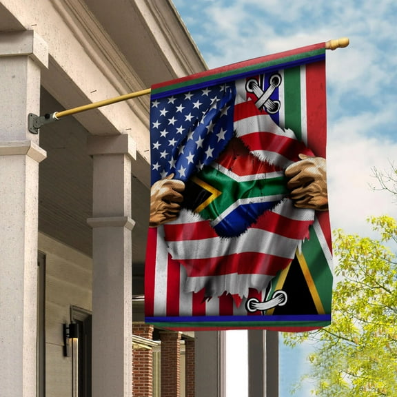 Flags Proud South African American Flag Ripped flag South Africa strong House Flag (29.5x39.5) Double Sided-USA Flags Premium Polyester-Decorative Indoor Outdoor Flag