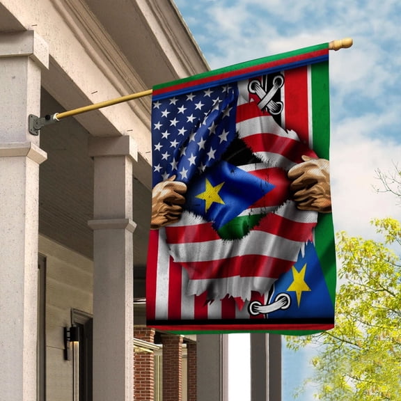 Flags Proud South Sudanese American Flag Ripped flag South Sudan strong Garden Flag, Double-Sided Decorative Outdoor Flag, Polyester Yard Flag 12 x 18 in