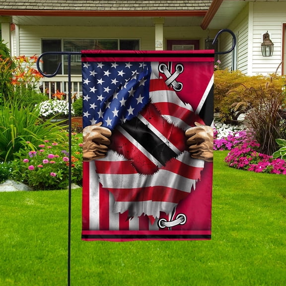 Flags Proud Trinidadians And Tobagonians American Flag Ripped flag Trinidad strong Garden Flag, Double-Sided Decorative Outdoor Flag, Patriotic Polyester Yard Flag 12 x 18 in