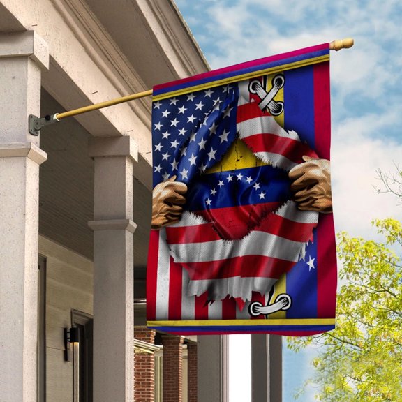 Flags Proud Venezuelan American Flag Ripped flag Venezuela strong House Flag, Double-Sided Decorative Outdoor Flag, Patriotic Polyester Yard Flag 29.5 x 39.5 in