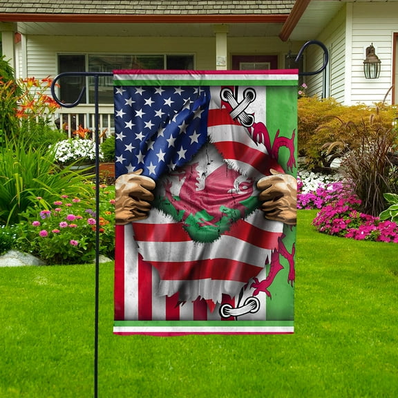 Flags Proud Welsh American Flag Ripped flag Wales strong Garden Flag (11.5x17.5) Double Sided-USA Flags Premium Polyester-Decorative Indoor Outdoor Flag