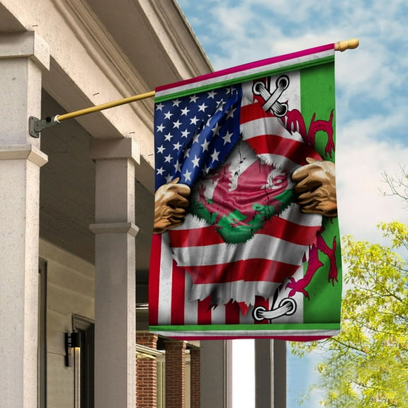 Flags Proud Welsh American Flag Ripped flag Wales strong Garden Flag (11.5x17.5) Double Sided-USA Flags Premium Polyester-Decorative Indoor Outdoor Flag