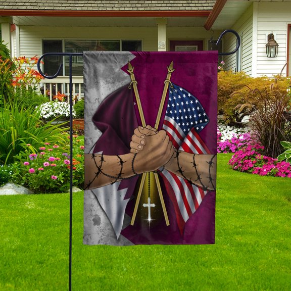 Flags Qatari Handshake American Flag Friendship USA Qatar Qatari Part House Flag (29.5x39.5) Double Sided-USA Flags Premium Polyester-Decorative Indoor Outdoor Flag