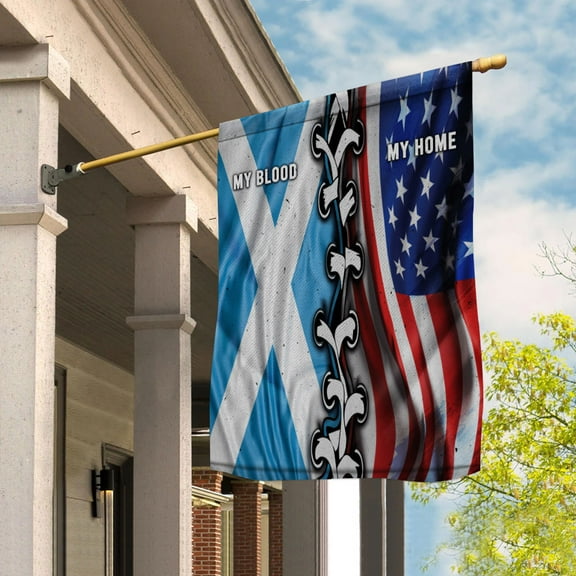 Flags-Scottish American My Home My Blood Flag Scottish Part House Flag (29.5x39.5) Double Sided-USA Flags Premium Polyester-Decorative Indoor Outdoor Flag