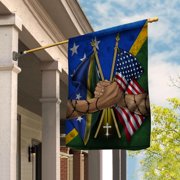 Solomon Islander Handshake American Friendship USA Islands Part House Flag, Double-Sided Outdoor Yard Decor 29.5 x 39.5 Inch