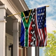 South African American My Home My Blood Heritage House Flag, Double-Sided Outdoor Yard Decor 29.5 x 39.5 Inch
