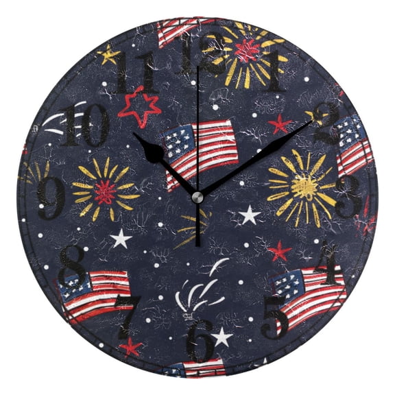 Flags Star Silent Wall Clock 10" Non-Ticking Battery Clock