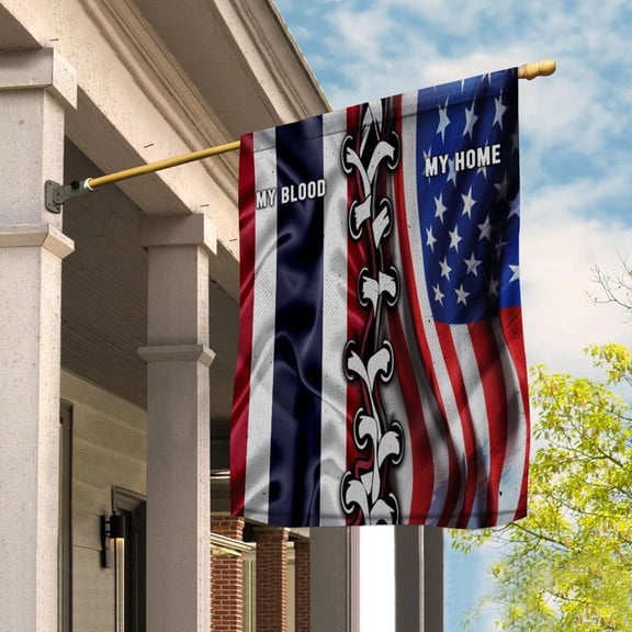 Flags-Thai American My Home My Blood Flag Thai Part House Flag, Double-Sided Decorative Outdoor Flag, Patriotic Polyester Yard Flag 29.5 x 39.5 in