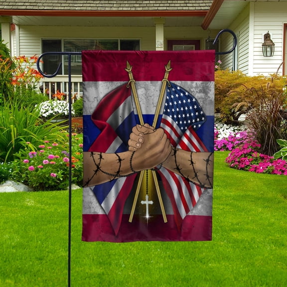 Flags Thai Handshake American Flag Friendship USA Thailand Thai Part Garden Flag (11.5x17.5) Double Sided-USA Flags Premium Polyester-Decorative Indoor Outdoor Flag