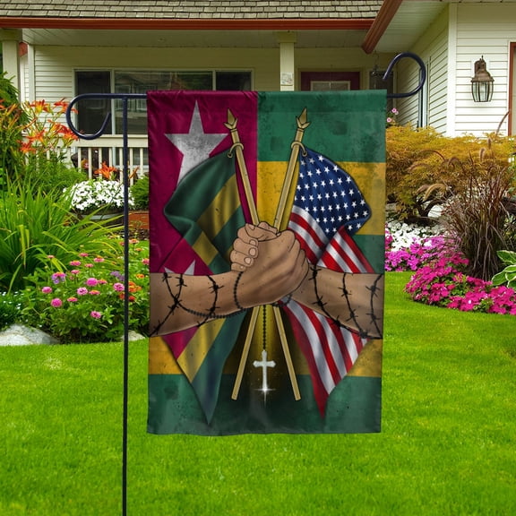 Flags Togolese Handshake American Flag Friendship USA Togo Togolese Part House Flag (29.5x39.5) Double Sided-USA Flags Premium Polyester-Decorative Indoor Outdoor Flag