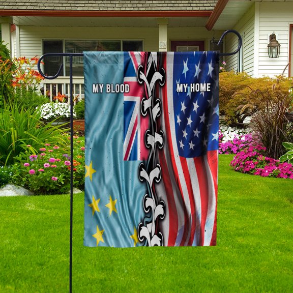 Flags-Tuvaluan American My Home My Blood Flag Tuvaluan Part Garden Flag (11.5x17.5) Double Sided-USA Flags Premium Polyester-Decorative Indoor Outdoor Flag