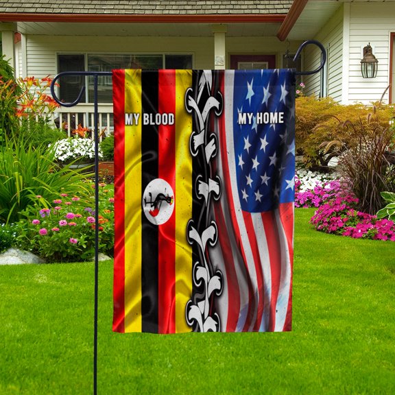 Flags-Ugandan American My Home My Blood Flag Ugandan Part Garden Flag (11.5x17.5) Double Sided-USA Flags Premium Polyester-Decorative Indoor Outdoor Flag