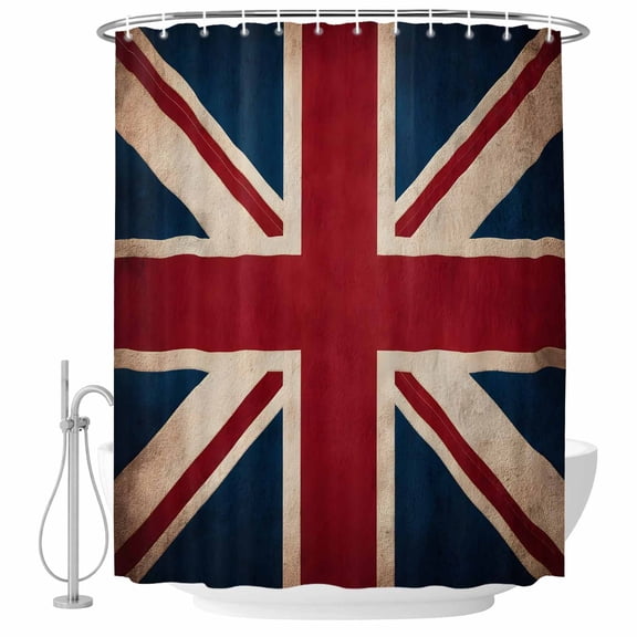 Flags Of The United Kingdom Bathroom Shower Curtains with Hooks, Vintage UK Flag Waterproof Fabric Washable Shower Curtain for Home Hotel Bathtub Decor 60x72 Inch