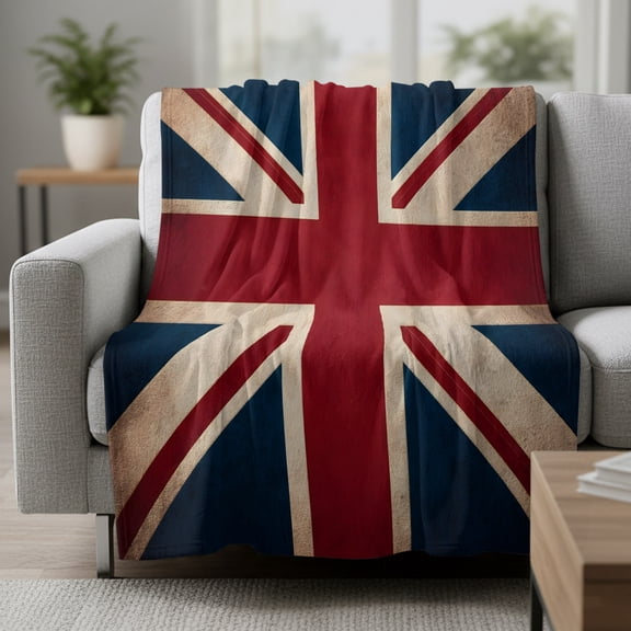 Flags Of The United Kingdom Fleece Throw Blanket Vintage UK Flag Ultra Soft Fuzzy Cozy Flannel Throw Blanket for Couch Sofa Bed Car Travel, Ideal Gifts 60x80 Inches