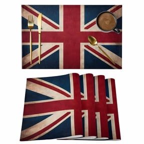Flags Of The United Kingdom Placemats Set of 4 Vintage UK Flag Heat Insulation Washable Place Mats, Rustic Non-Slip Table Mats for Dining Table Party Kitchen Decor,13x19 Inch