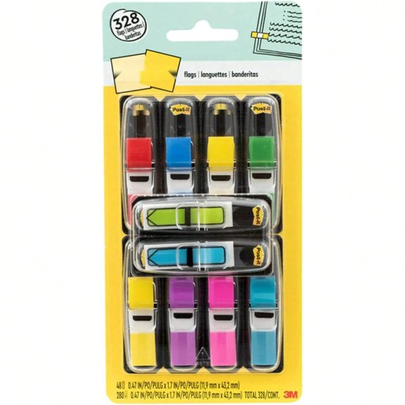 Flags Value Pack, 35/Dispenser, 8 Dispensers/Pack,.47 in Wide, Assorted Colors, Includes 48 Free Arrow Flags (683-VAD1)