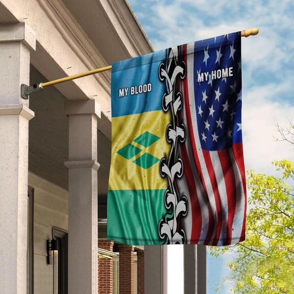 Flags-Vincentians American My Home My Blood Flag Vincentians Part House Flag, Double-Sided Decorative Outdoor Flag, Patriotic Polyester Yard Flag 29.5 x 39.5 in