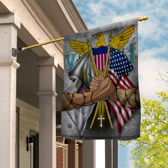 Flags Virgin Islanders Handshake American Flag Friendship USA Virgin Islands Virgin Islanders Part House Flag (29.5x39.5) Double Sided-USA Flags Premium Polyester-Decorative Indoor Outdoor Flag