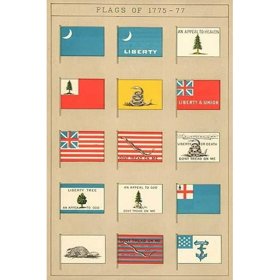Flags of 1775-77-Fine Art Canvas Print (20" x 30")