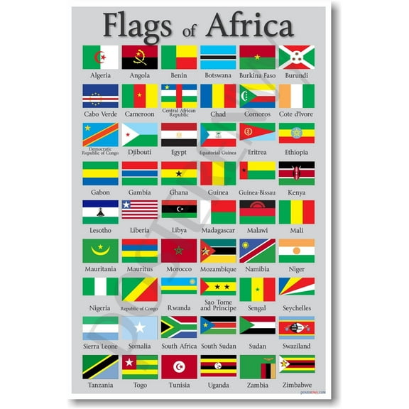 Flags of Africa - NEW World Travel Geography Classroom Poster