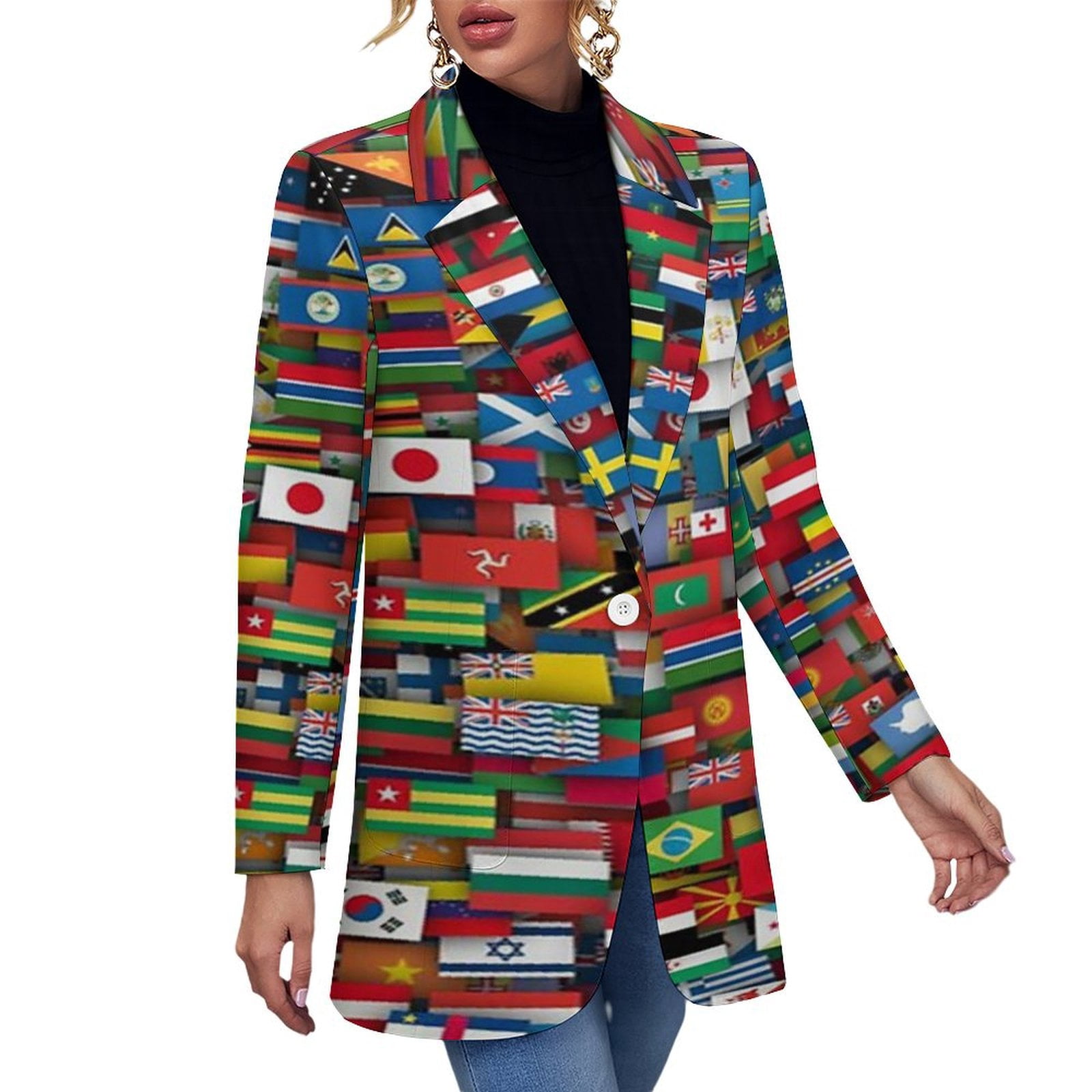 Multiple Country Jacket Flags of All Countries of The World Woman Casual Loose Suits Summer ...
