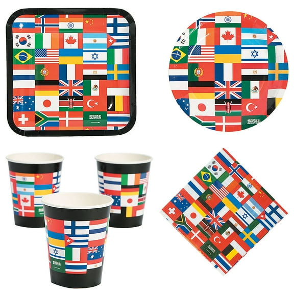Flags of All Nations Party Tableware Kit Assortments May Vary