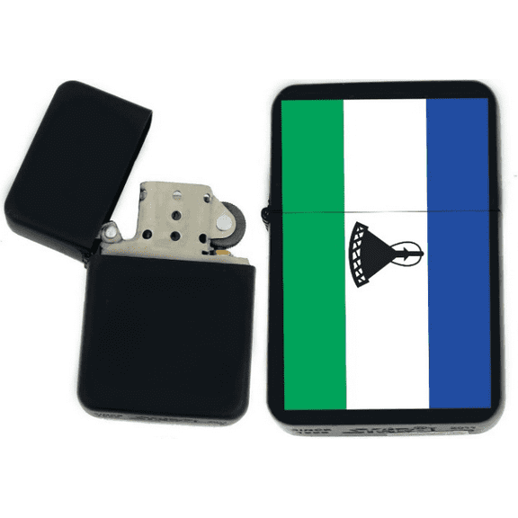 Flags of The World Nations UV Printed Windproof Oil Lighter - The Back K-P (Lesotho) - Christmas, Halloween & Valentines Day Gift