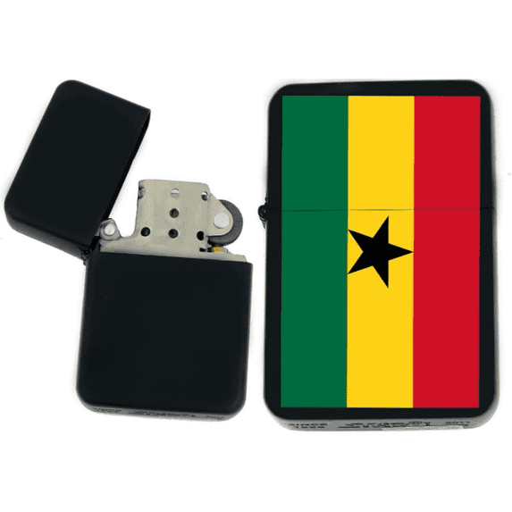 Flags of The World Nations Windproof Oil Lighter - C- (Ghana) - Christmas, Halloween & Valentines Day Gift