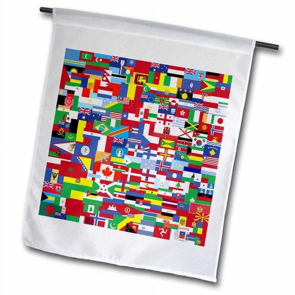 3dRose, Flags of every nation make a colorful pattern, 18 x 27 inch Garden Flag
