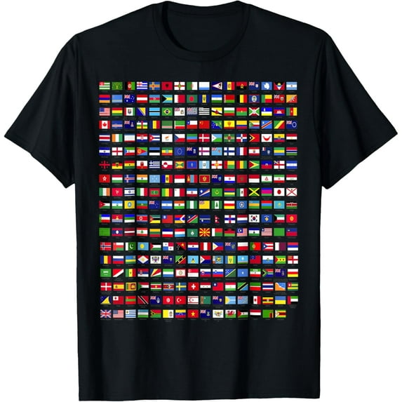 Flags of the Countries of the World 287 Flag International T-ShirtMen and women, Black T-shirt, size: Extra large
