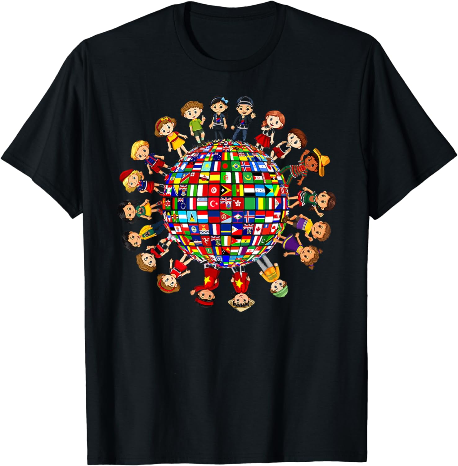 Flags of the World Cultural diversity Kids around the Globe T-Shirt ...