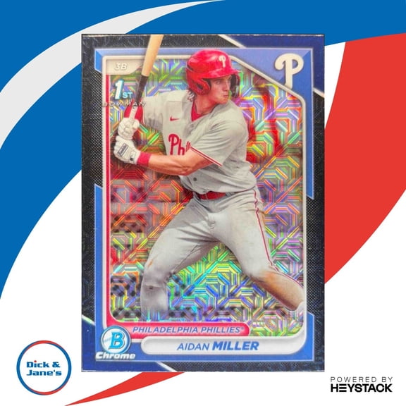 Excellent Flagship BCP-27 Chrome Prospects Mega Box Mojo Navy Refractors Aidan Miller Phillies Baseball Card