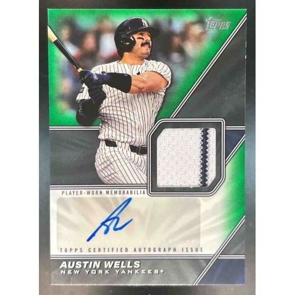 Topps Flagship Austin Wells New York Yankees Major League Materials Autograph Gold #MLMA-AW Baseball Card
