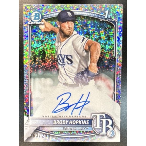 Bowman Flagship Brody Hopkins #CPA-BH Chrome Prospect Autographs Speckle Refractor Tampa Bay Rays Baseball Card