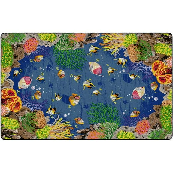 Flagship Carpet Children Learning Floor Playmat Nylon Underwater Counting - 7'6" x 12'