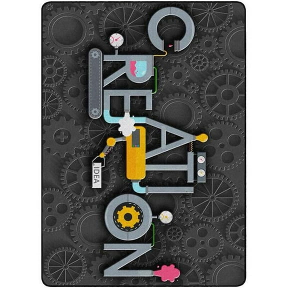 Flagship Carpets 1604152 Creation Gears Rectangle Carpet, 6 ft. x 8 ft. 4 in.