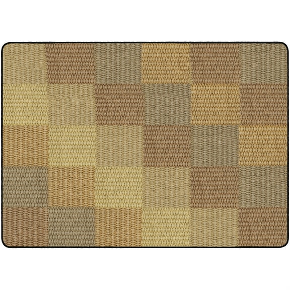 Flagship Carpets FA1010-32FS 6 x 8 ft. 4 Cozy Basketweave Blocks Classroom Rug, Natural - Rectangle