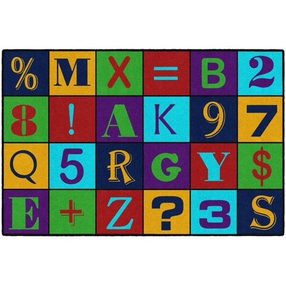 Flagship Carpets CE482-22W 4 x 6 Alphabet Number Jumble Rug - Rectangle