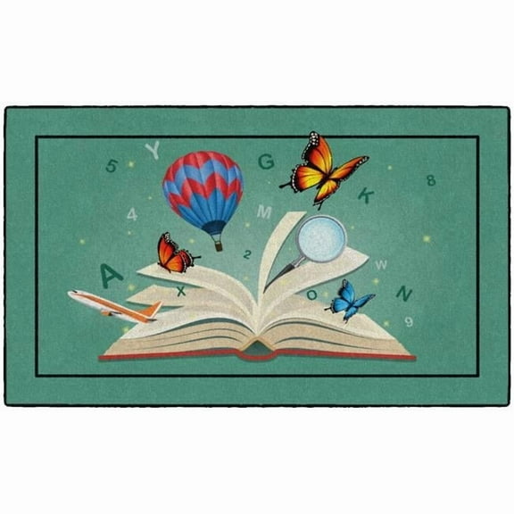 Flagship Carpets CE485-16W 3 x 5 Explore Through Reading Rug - Rectangle