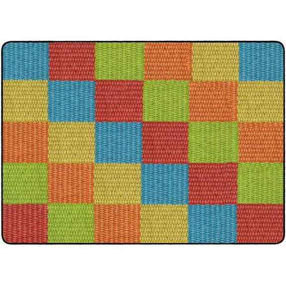 Flagship Carpets FA1009-32FS 6 x 8 ft. 4 Cozy Basketweave Blocks Classroom Rug, Multicolor - Rectangle